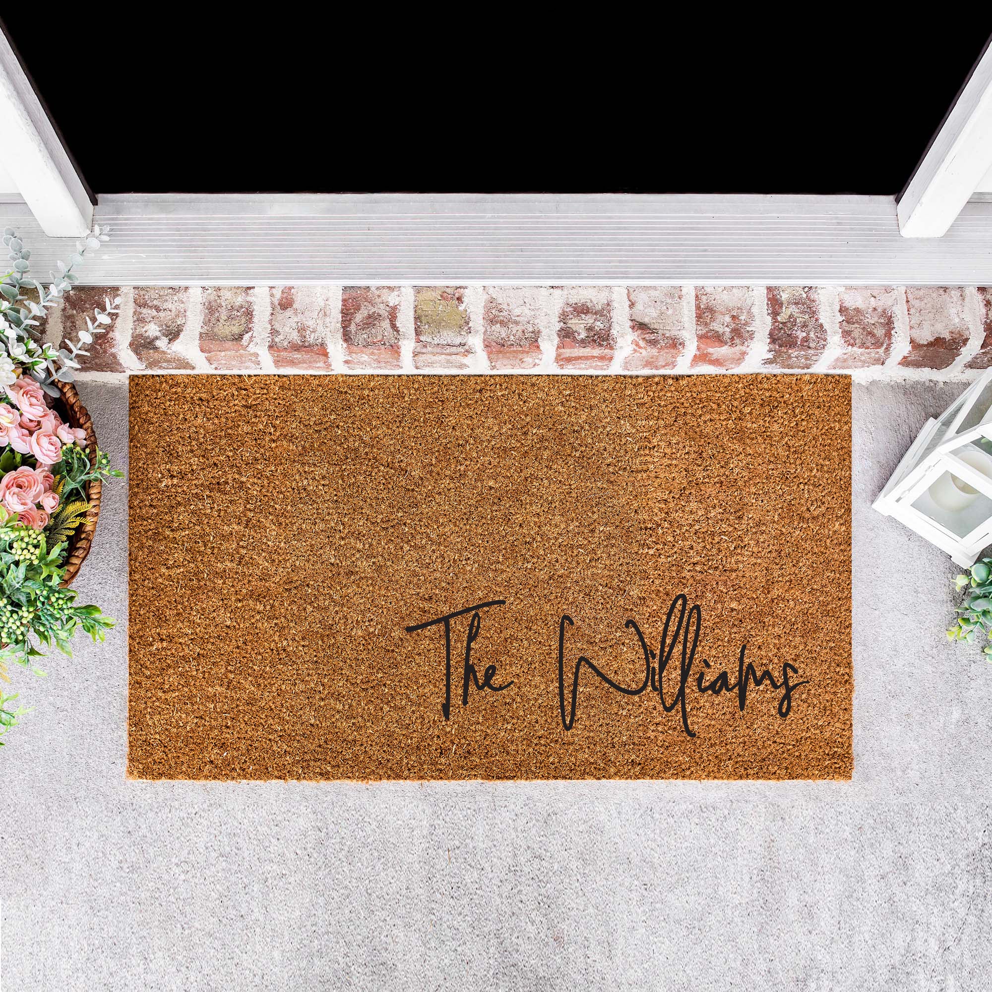 Large Cursive Last Name Coir Doormat