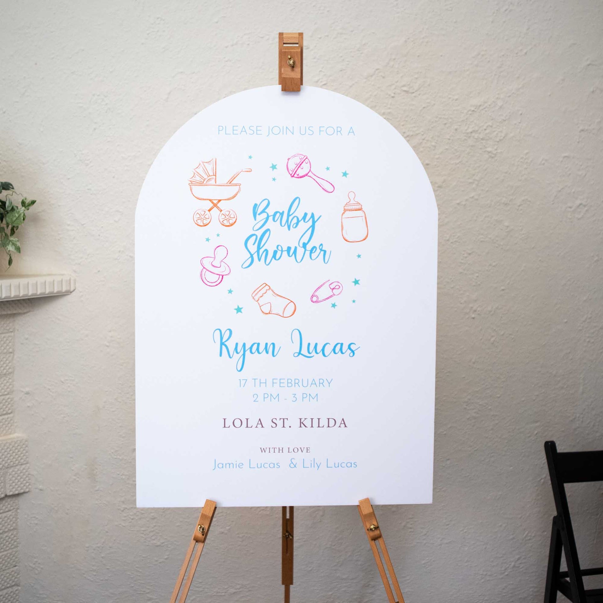 Personalised baby shower welcome board