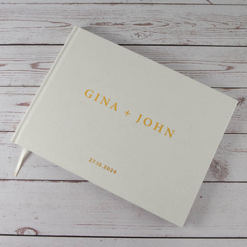 Personalised Linen Wedding Guest Book - Linen Hard Cover