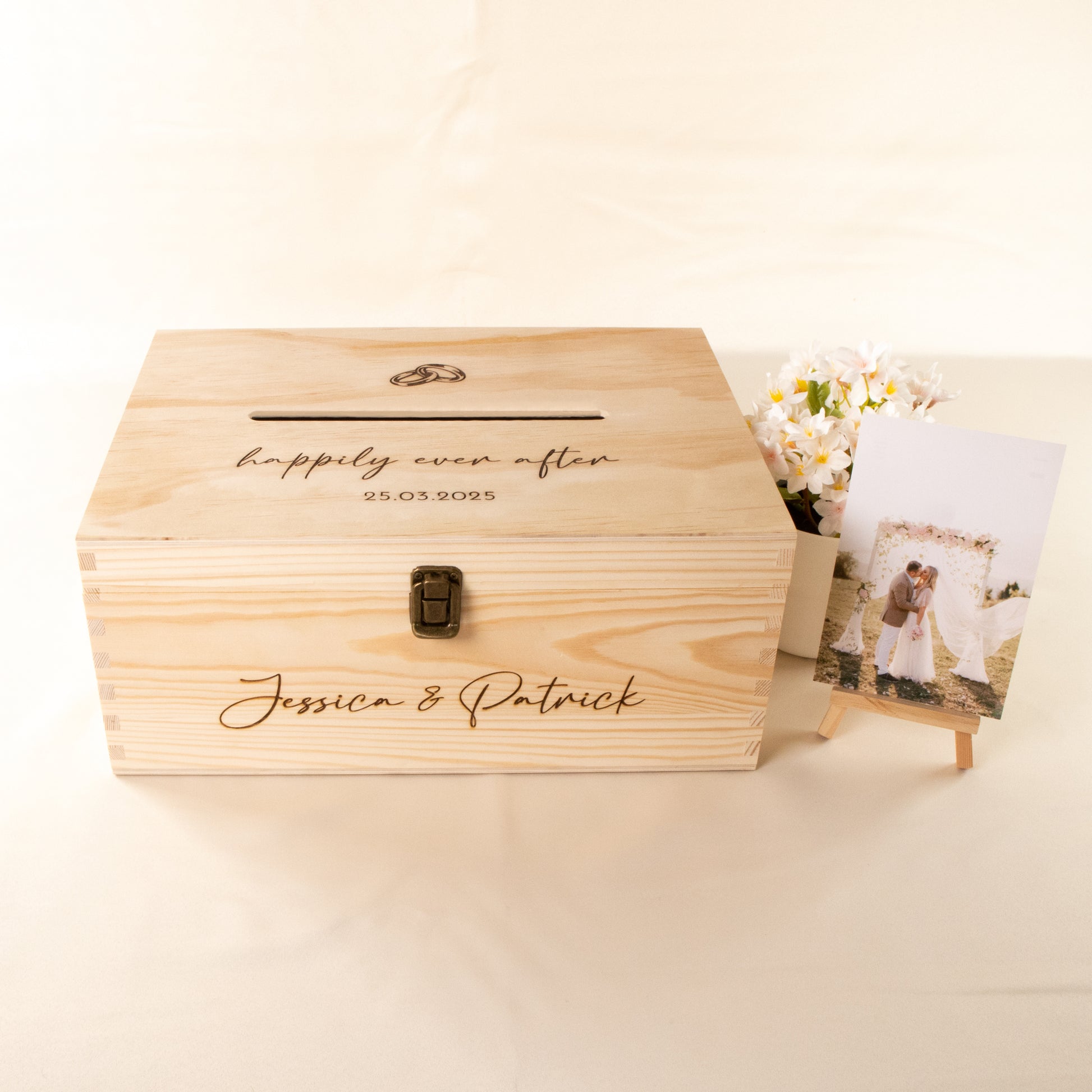 Customised Wooden Wishing Well box for weddings, unique Advice & Cards Keepsake box, Wedding Memory Box