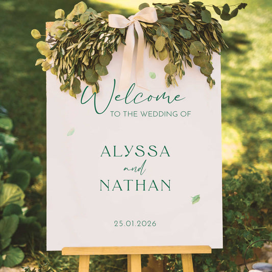 Custom printed engagement sign foam board, Personalised Wedding Welcome sign in White