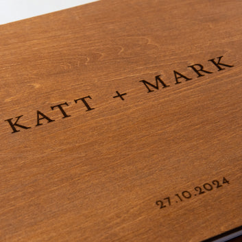 Personalised Wooden Wedding Guest Book, Dark Wood Custom Signing Book