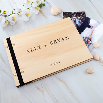 Personalised Wooden Wedding Guest Book, Basswood Custom Signing Book