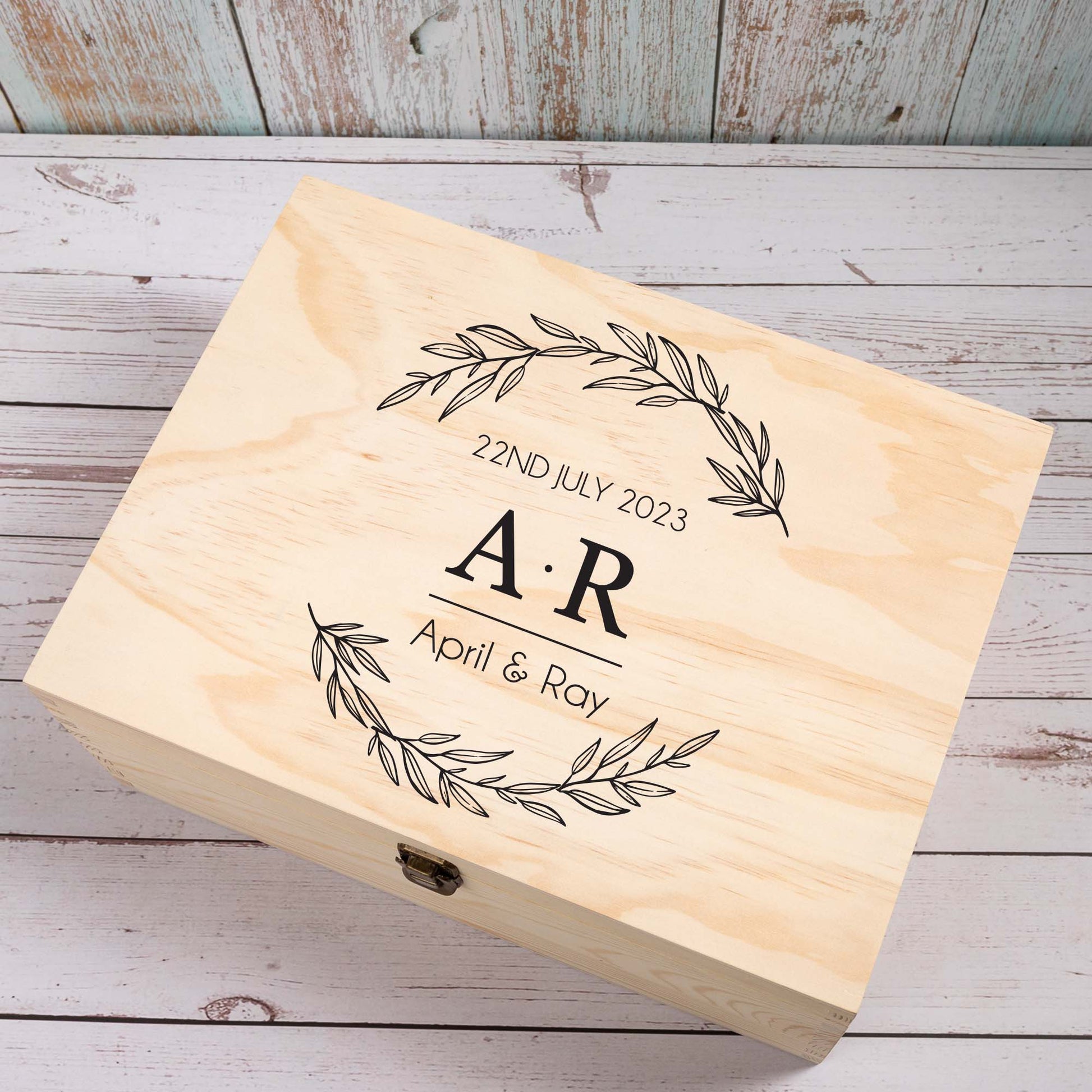Personalised Wooden Keepsake box for a couple, 5th Anniversary Gift Wood, Laser engraved Treasure Box, Fifth wedding anniversary gift