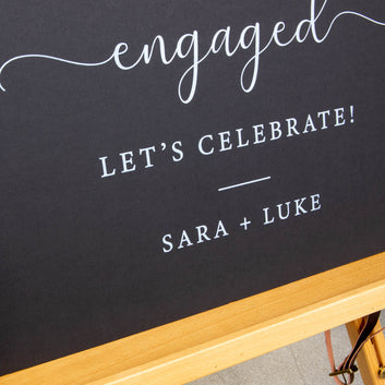 Custom printed engagement sign foam board, Personalised Wedding Welcome sign in Black