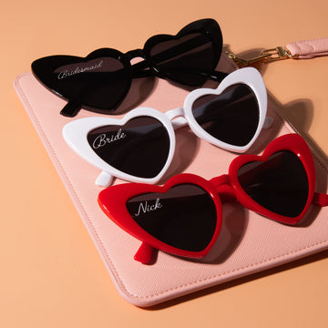 Personalised heart shaped sunglasses, Hen party Bridal party gift, Bridesmaid gift box filler and wedding party gift