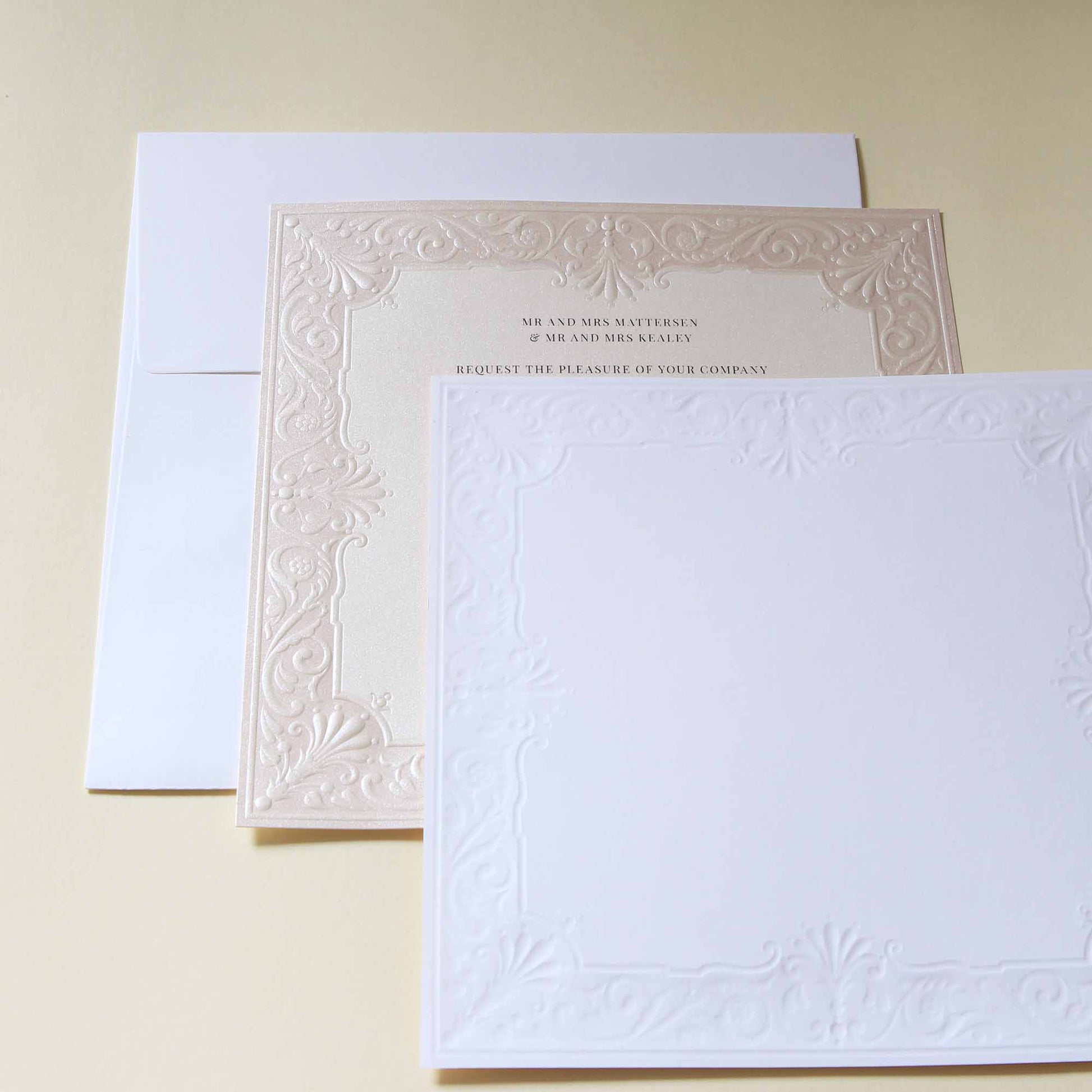 Embossed Wedding Invitation with envelope