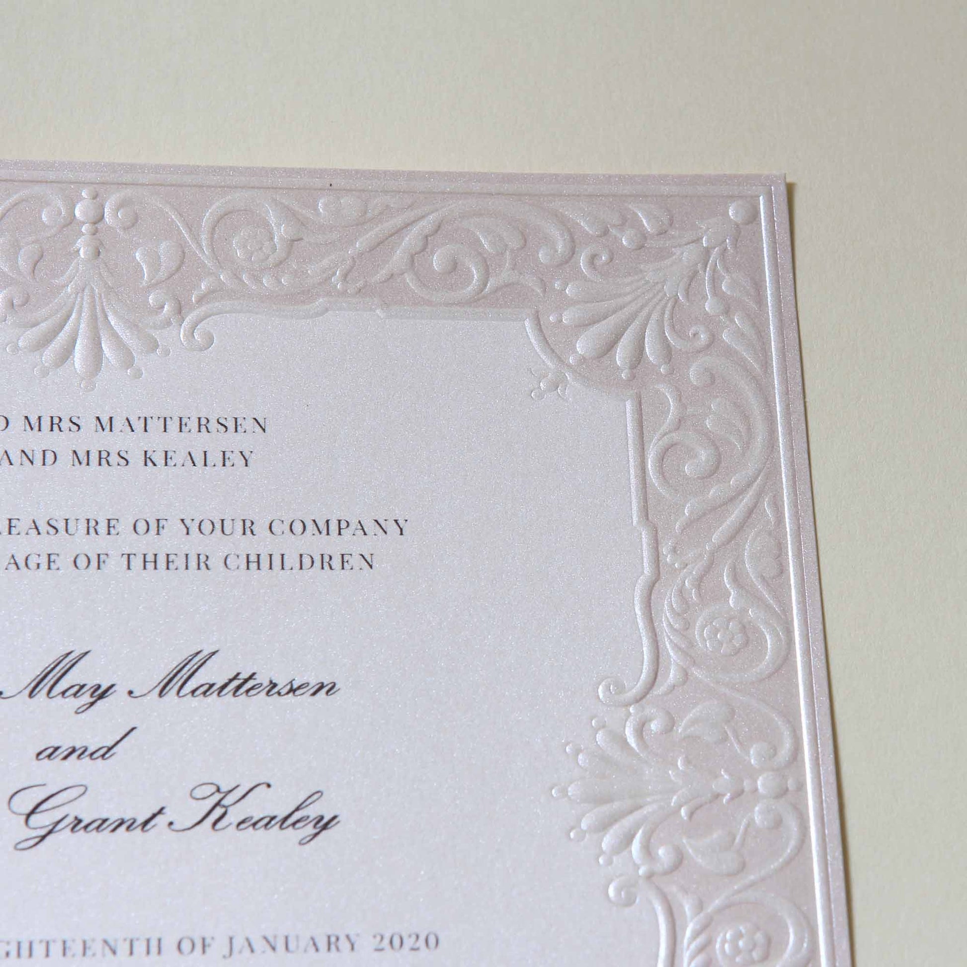 right top of Embossed Wedding Invitation