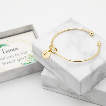 Personalised Initial Bracelet, Bridesmaid Proposal Gift [Marble]