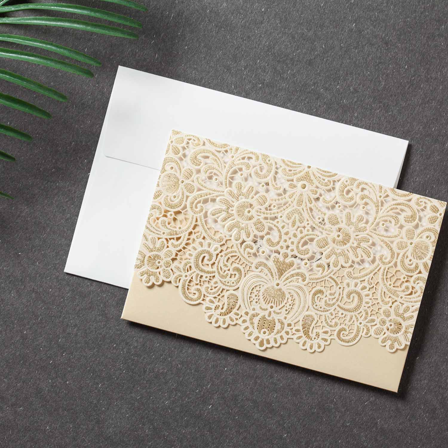 personalised laser cut wedding invitation with envelope