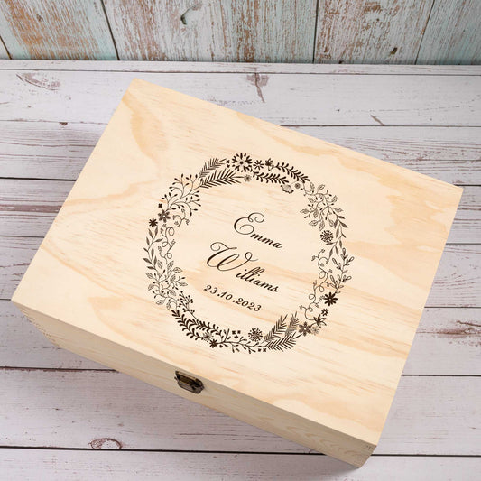 Personalised Wooden Keepsake box, New Baby Mom Gift [Emma]