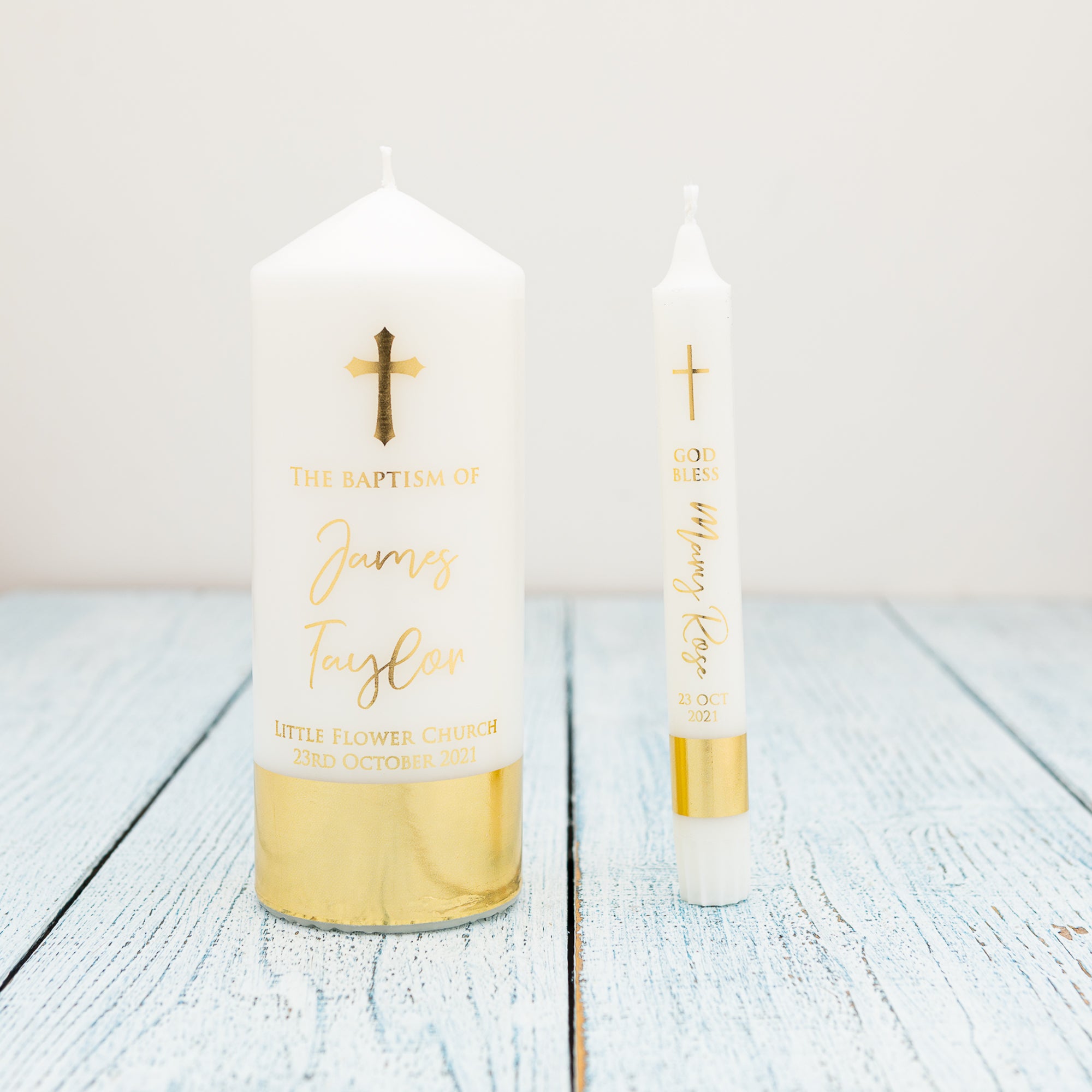 [C] Real Foil Personalised Baptism Candle, Custom Christening Candle