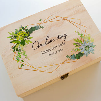 Personalised Wooden Keepsake box, Newly Wedding, Couple Gift [Kelly]