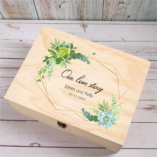 Personalised Wooden Keepsake box, Newly Wedding, Couple Gift [Kelly]