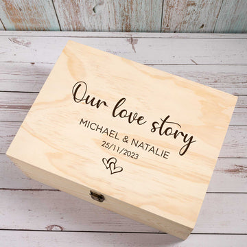 Personalised Wooden Keepsake box, Newly Wedding, Couple Gift [Kath]