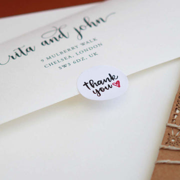THANK YOU Labels Heart / White Round /  25mm / 10pcs