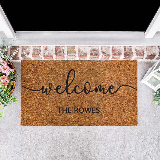 Personalised Welcome Family Name Doormat, Housewarming [Rowe]