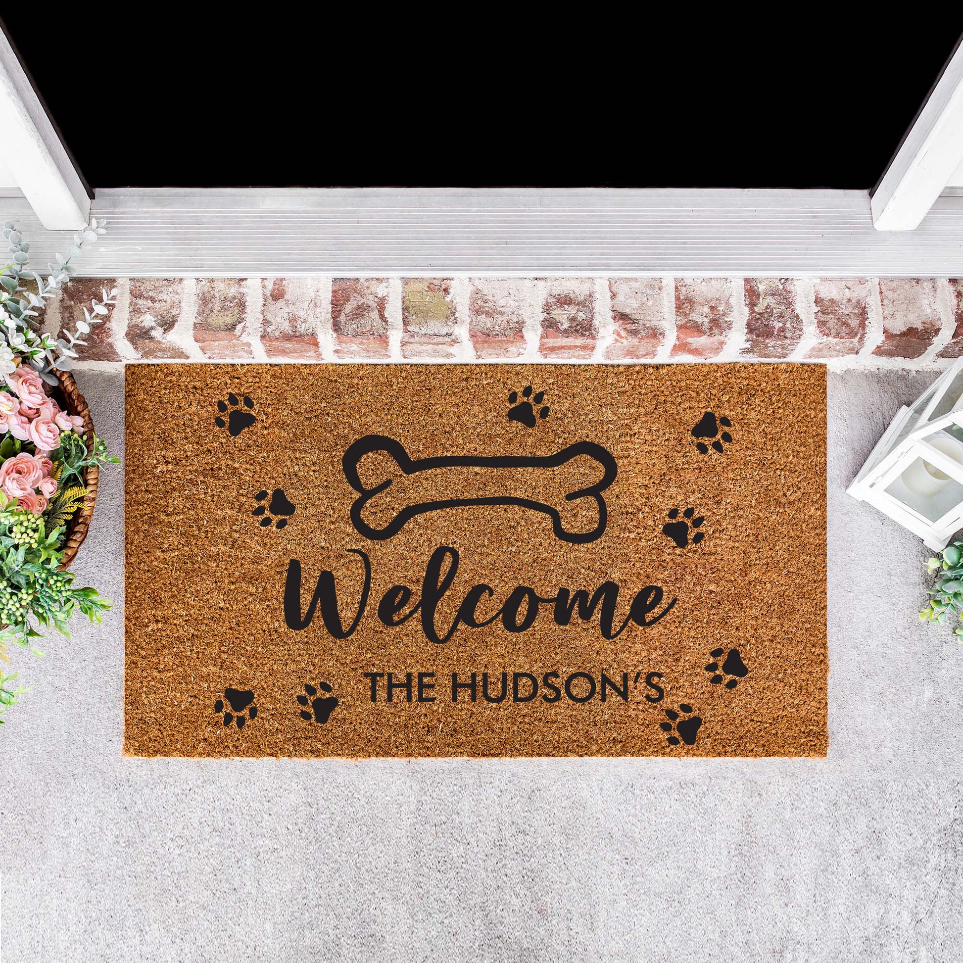 Personalised Doormat with dog bone and paw-Welcome Custom Door Mat, New Home Gift Doormat-Personalised Custom Gift-Housewarming Bride Gift