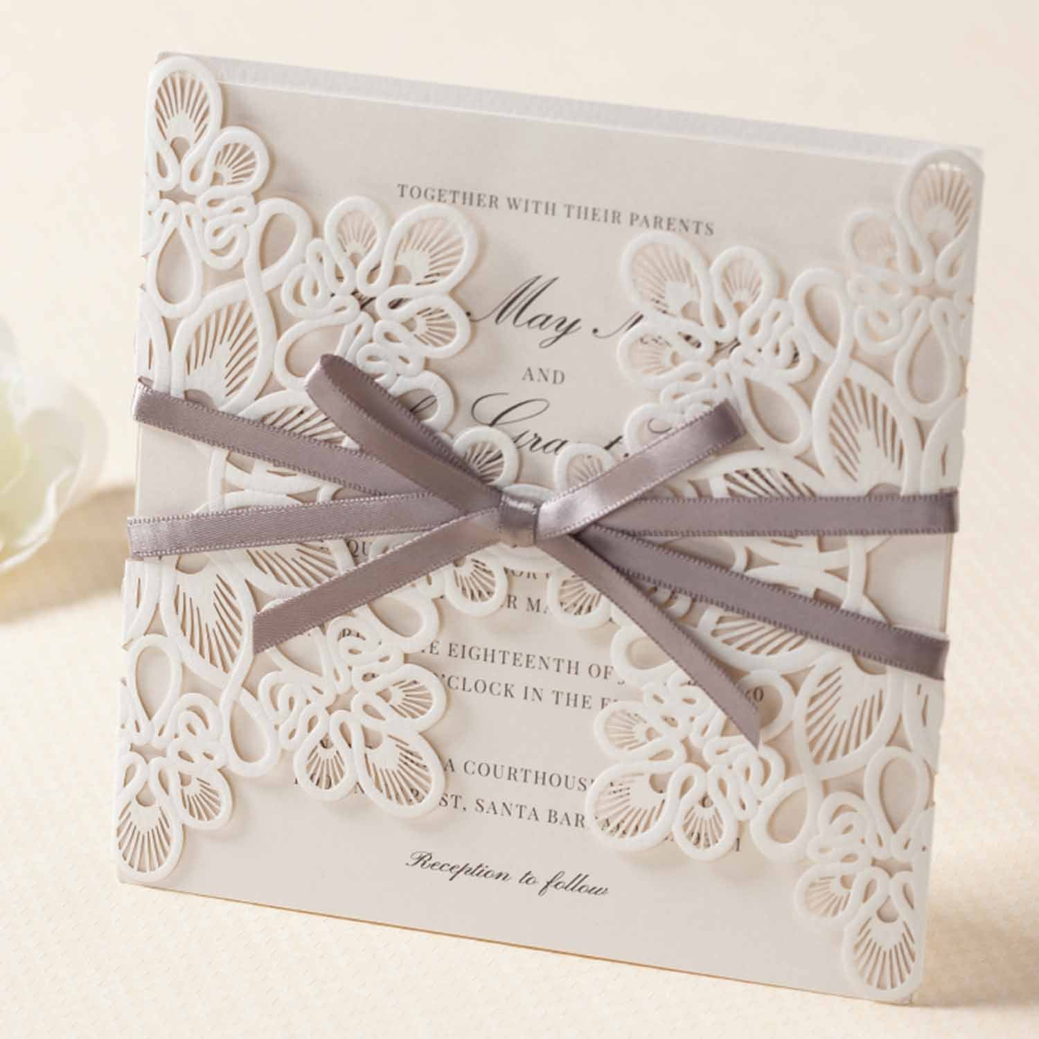 Laser cut wedding invitations - WM207_WH
