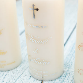 [SILVER] Personalised Real Foil Wedding Candle, Wedding Unity Candles