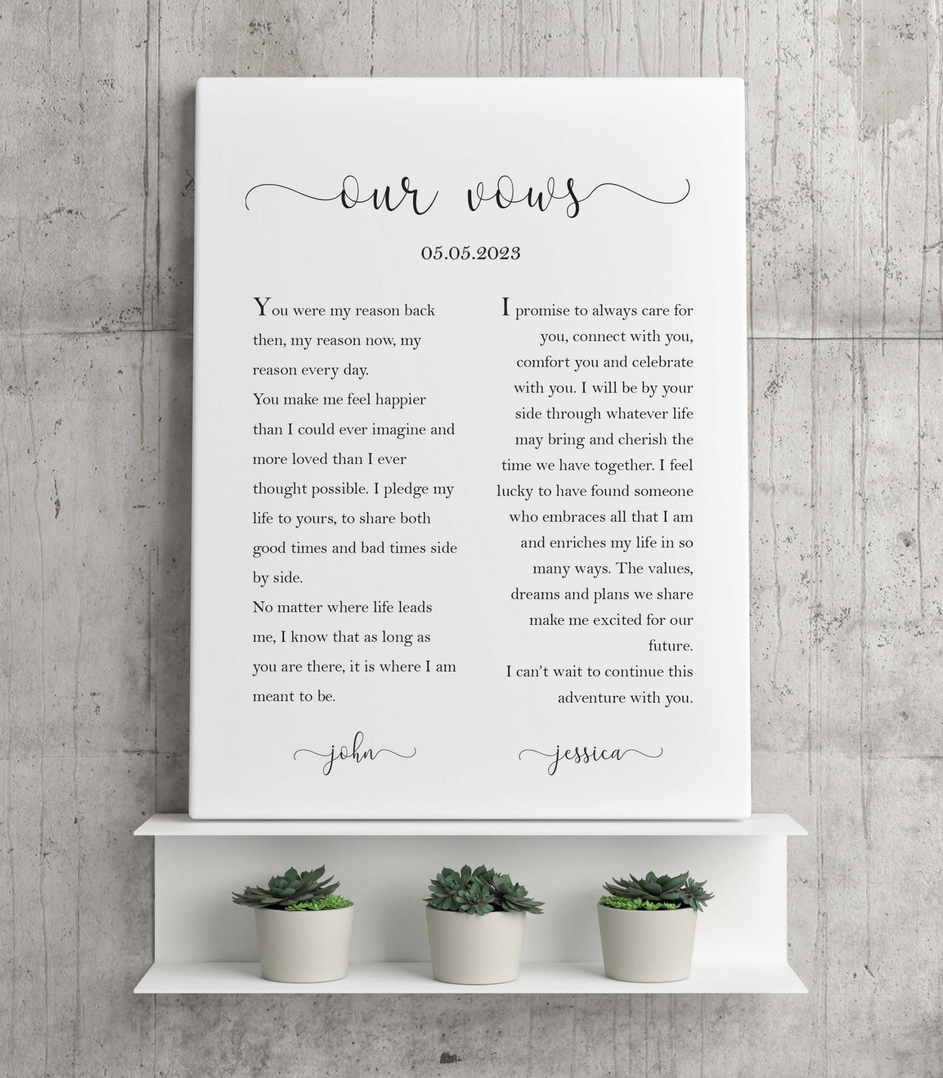 Printed canvas Wedding vows printed, Couple gift, Wedding anniversary gift