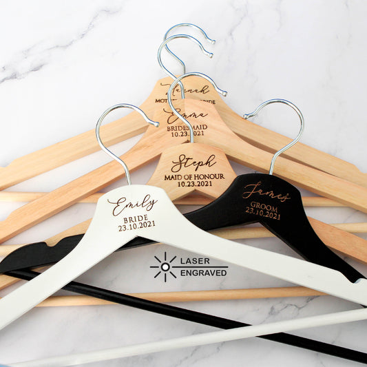 Personalised Bridal Coat and Wedding Dress Hanger [Black]