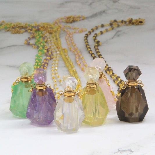 Natural Gemstone Perfume Bottle Necklace